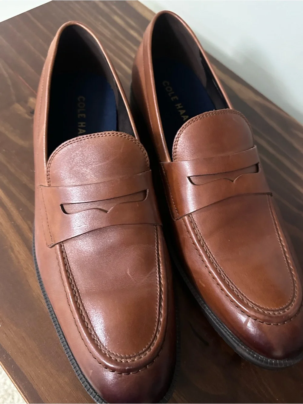 Cole Haan Men's Cognac Leather Penny Loafers